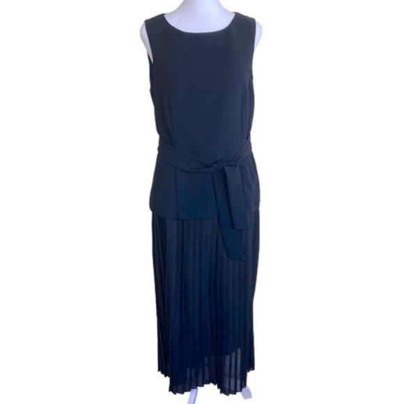 Vintage 90s Dark Academia Whimsygoth Preppy Pleated Maxi Dress Drop Waist Sz 10 - Picture 1 of 15